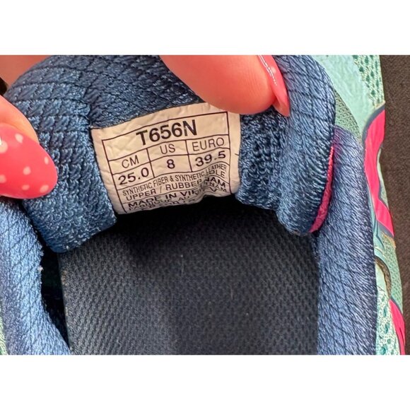 Asics‎ Gel T656N Running Shoes Women's 8 Turquoise & Pink Athletic Sneakers - Picture 6 of 7